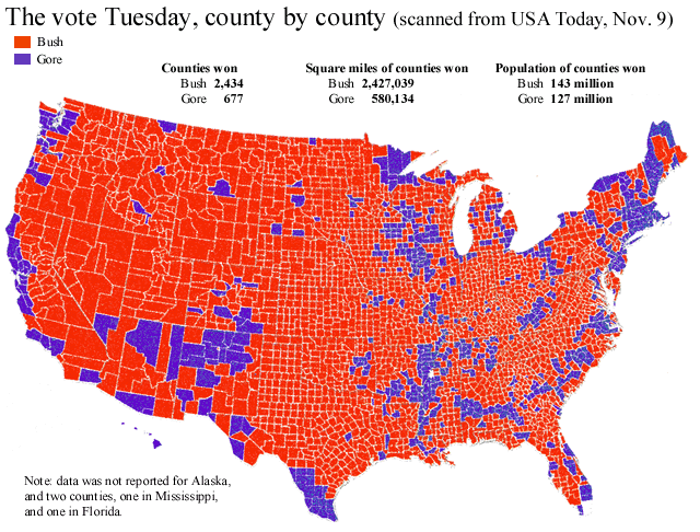 Votes won by county.